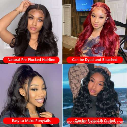 13x4 Lace Front Human Hair Wigs Body Wave Wigs Brazilian Virgin Human Hair Lace Wigs Pre Plucked with Baby Hair Natural Color